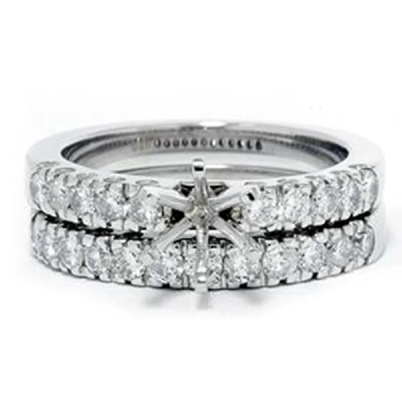 Engagement rings with colored diamonds-1ct Diamond Engagement Matching Wedding Ring Setting