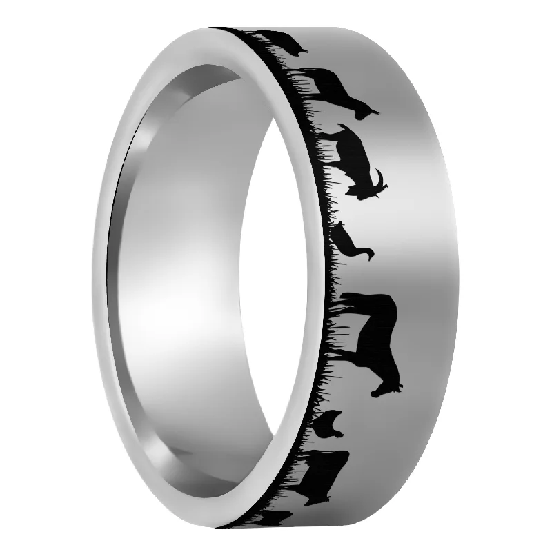 Women’s rings with intricate stone settings-Farm Animals Tungsten Men's Wedding Band