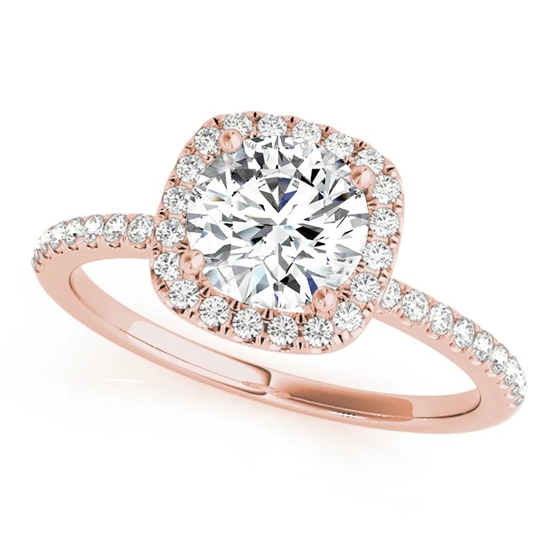 Engagement rings with halo and split shanks-Auriya 14k-Rose Gold Lab Grown Round Diamond Halo Engagement Ring 0.50 to 5.00 ct. tw. (F-G VS)