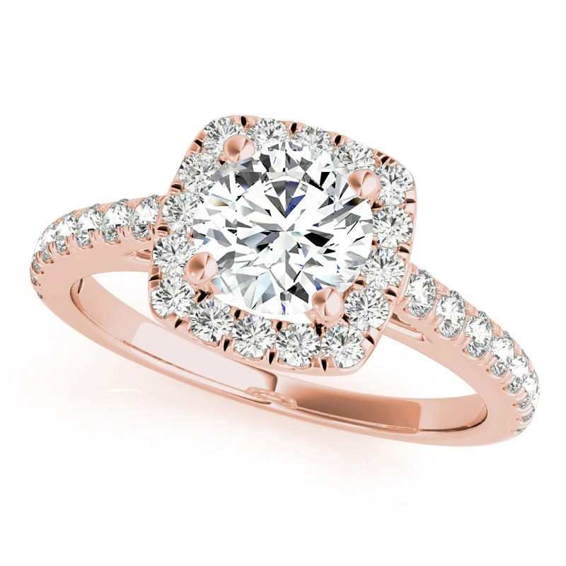 Affordable diamond engagement rings-Auriya 14k Rose Gold Lab Grown Round Diamond Halo Engagement Ring 0.50 to 5.00 ct. tw. (F-G VS)