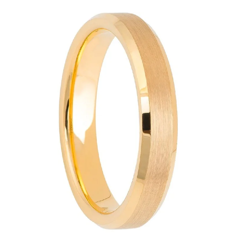 Designer rings for women-Classic Brushed Gold Tungsten Women's Wedding Band