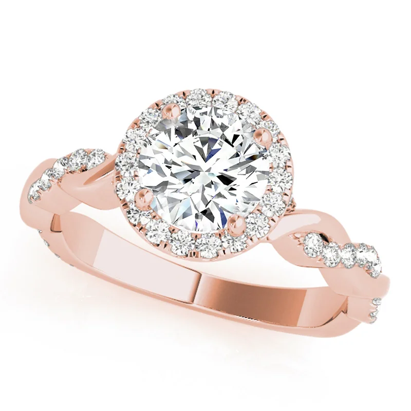 Women’s yellow gold engagement rings-Auriya 14k-Rose Gold Lab Grown Round Diamond Halo Twisted-Shank Engagement Ring 0.50 to 5.00 ct. tw. (F-G VS)