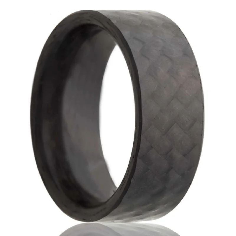 Women’s rings with oval gemstones-Diagonal Weave Carbon Fiber Wedding