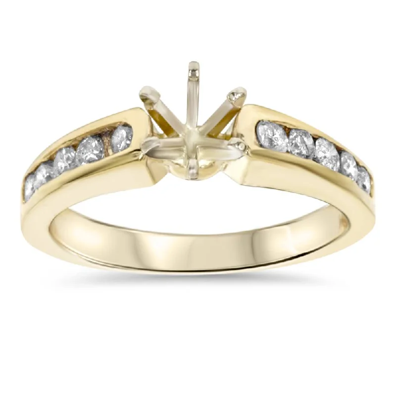 Engagement rings with platinum and vintage designs-1/2ct Diamond Semi Mount Engagement Ring Setting Gold