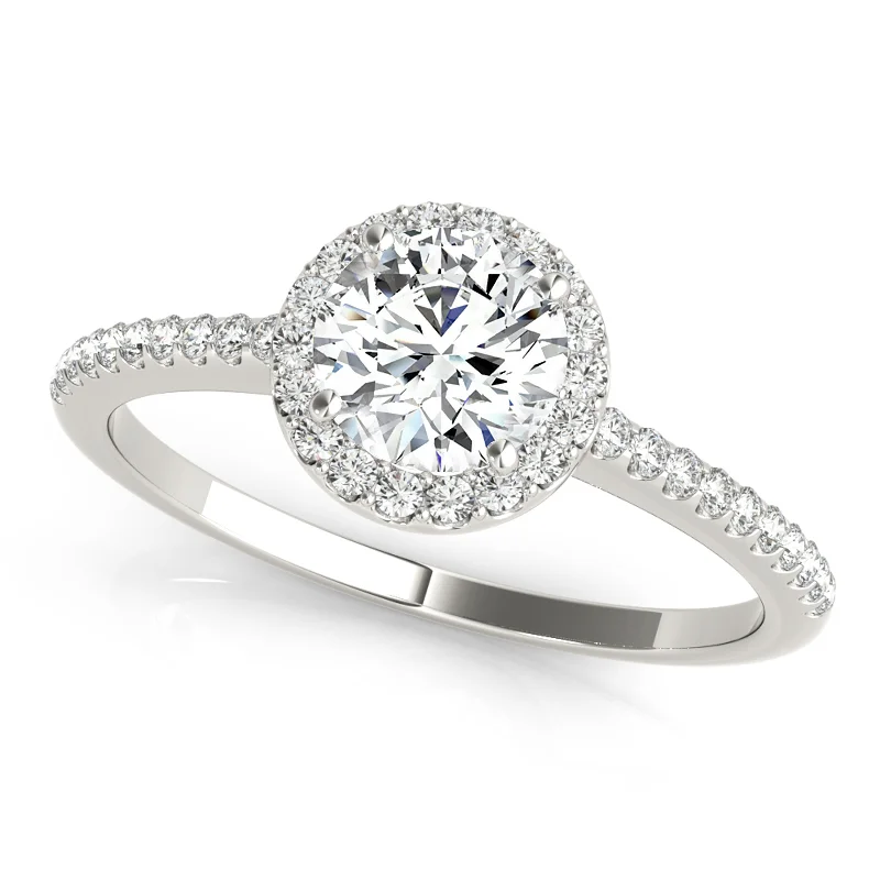 Engagement rings with platinum and diamonds-Auriya 14k White Gold Lab Grown Round Diamond Halo Engagement Ring 0.50 to 5.00 ct. tw. (F-G VS)