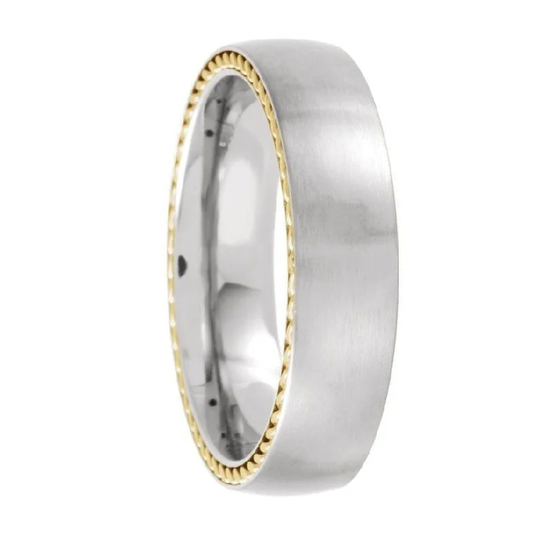 Women’s stackable rings-Gold Braided Rope Edge Titanium Men's Wedding Band