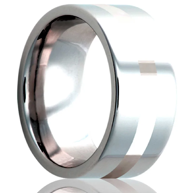 Women’s rings with ruby accents-Argentium Silver Inlay Cobalt Wedding Band