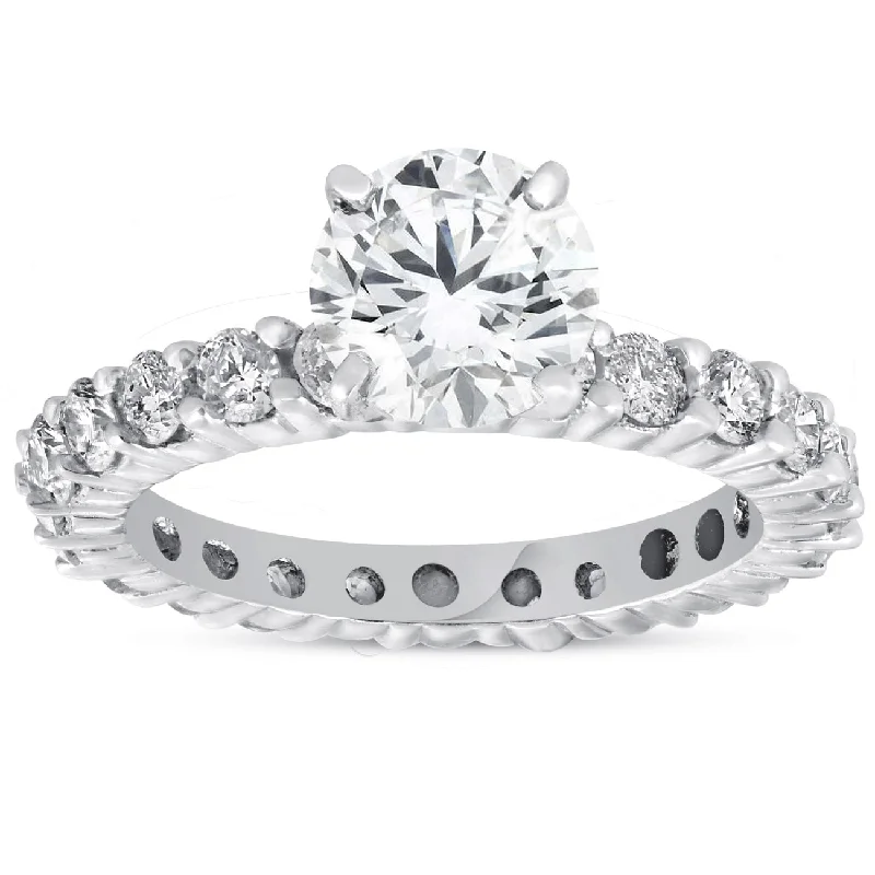 Women’s engagement rings with diamond solitaires-2ct Diamond Eternity Engagement Ring 14K White Gold