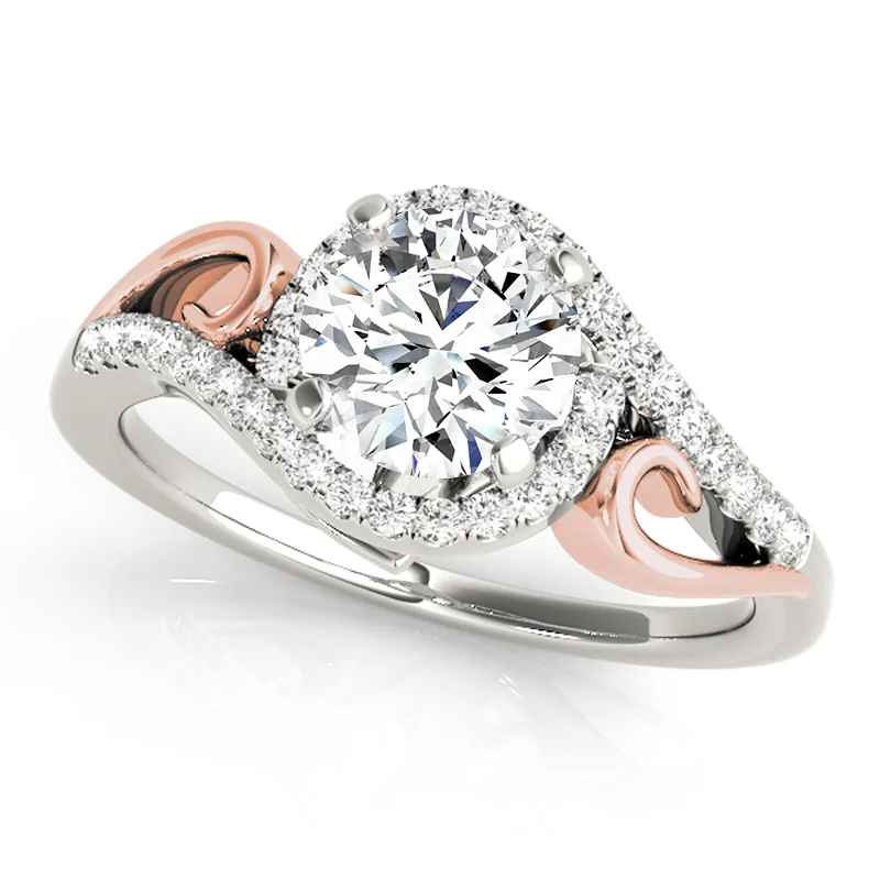 Engagement rings with rose gold and diamonds-Auriya 14k Two-Tone Gold Lab Grown Round Diamond Halo Engagement Ring 0.50 to 5.00 ct. tw. (F-G VS)