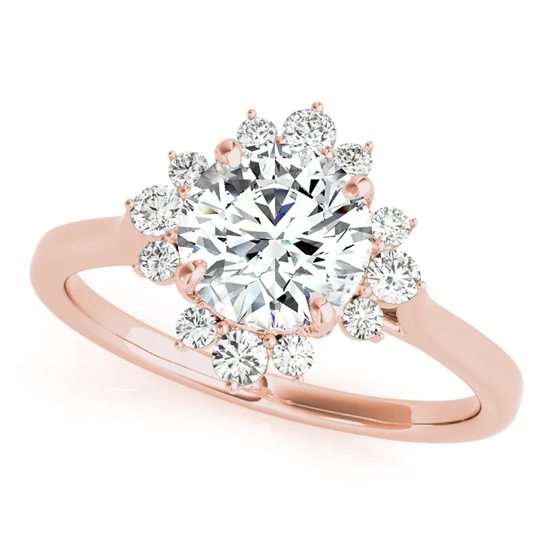 Women’s princess cut engagement rings-Auriya 14k Rose Gold Lab Grown Round Diamond Halo Engagement Ring 0.50 to 5.00 ct. tw. (F-G VS)