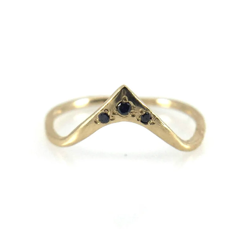 Engagement rings with rose gold and diamonds-High Arc Black Diamond Ring