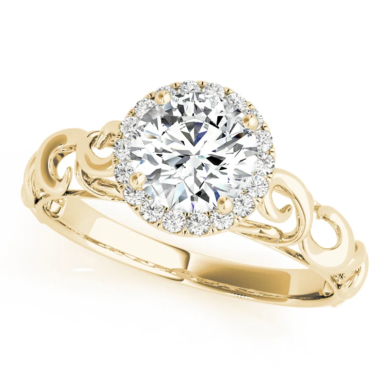 Engagement rings with side diamonds-Auriya 14k Yellow Gold Lab Grown Round Diamond Halo Engagement Ring 0.50 to 5.00 ct. tw. (F-G VS)