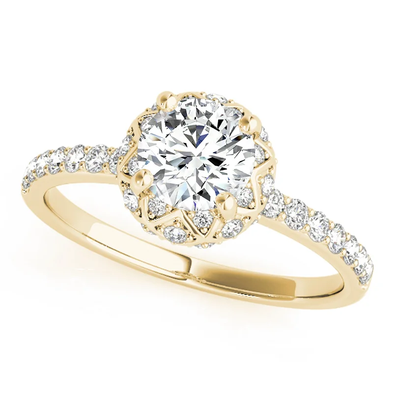 Engagement rings with vintage bands-Auriya 14k Yellow Gold Lab Grown Round Diamond Halo Engagement Ring 0.50 to 5.00 ct. tw. (F-G VS)