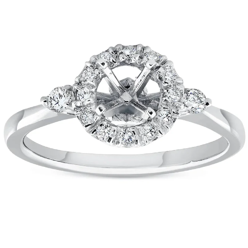 Women’s engagement rings with floral halo-3/8ct Diamond Engagement Setting 14K White Gold