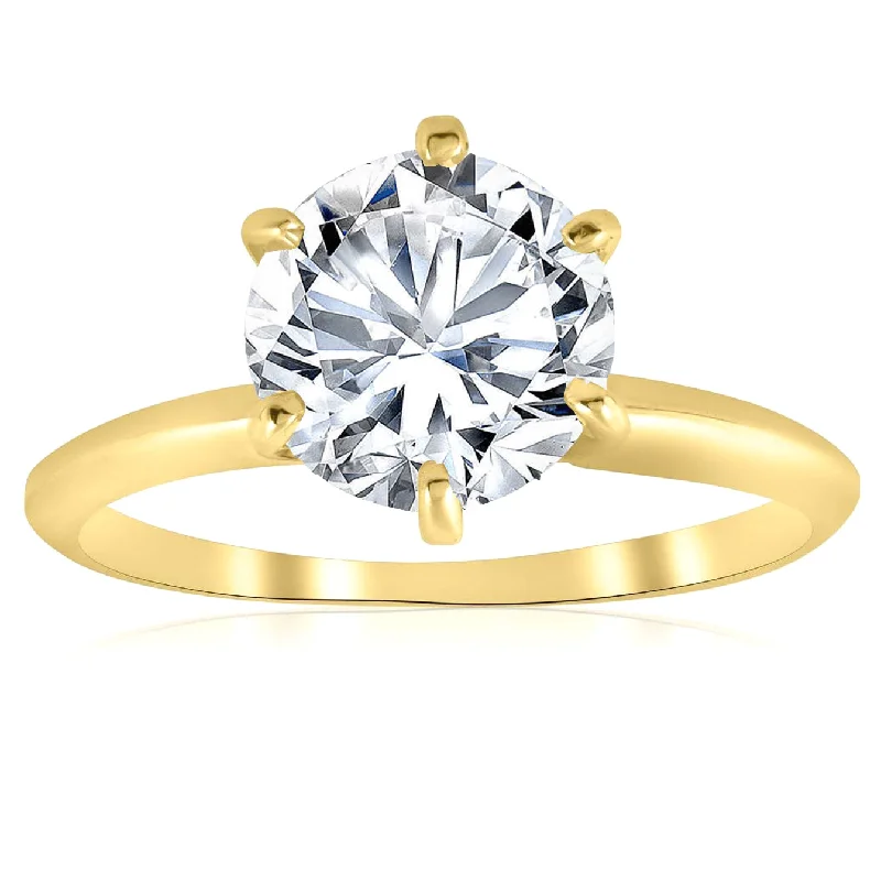 Vintage engagement rings for women-Certified 3Ct Diamond Solitaire 14k Gold Engagement Ring Lab Grown