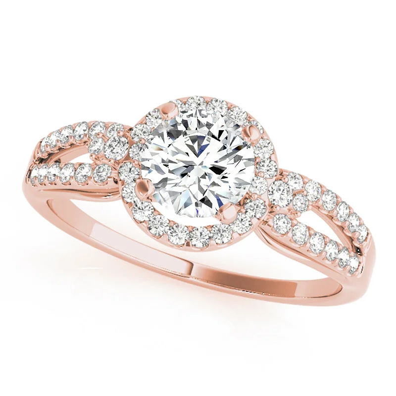 Modern engagement rings for women-Auriya 14k Rose Gold Lab Grown Round Diamond Halo Engagement Ring 0.50 to 5.00 ct. tw. (F-G VS)