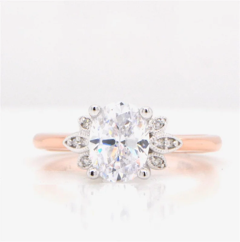 Engagement rings with modern settings-14K Rose and White Gold Diamond Engagement Ring