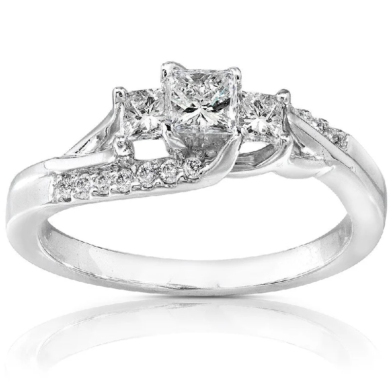 Engagement rings with moonstone accents-Annello 14k White Gold 1/2ct TDW Diamond Engagement Ring