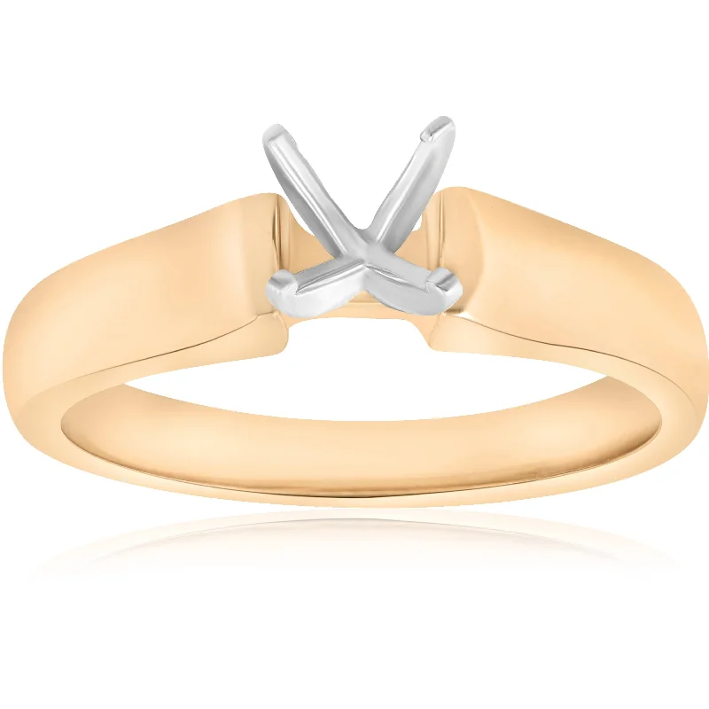 Engagement rings with platinum bands-14K Yellow Gold Cathedral Semi Mount Engagement Ring Setting