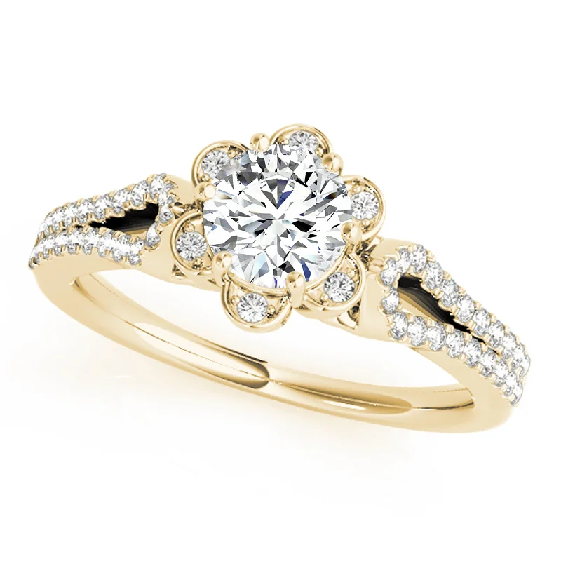 Engagement rings with marquise cut diamonds-Auriya 14k Yellow Gold Lab Grown Round Diamond Halo Engagement Ring 0.50 to 5.00 ct. tw. (F-G VS)