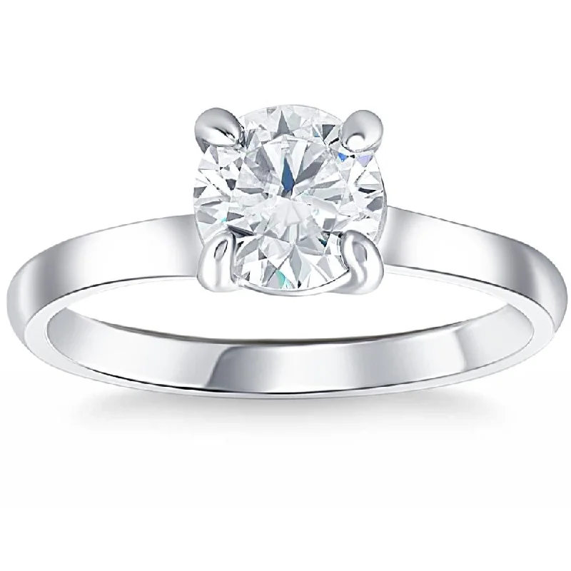 Engagement rings with twisted bands-1 ct Diamond Solitaire Engagement Ring 14k White Gold