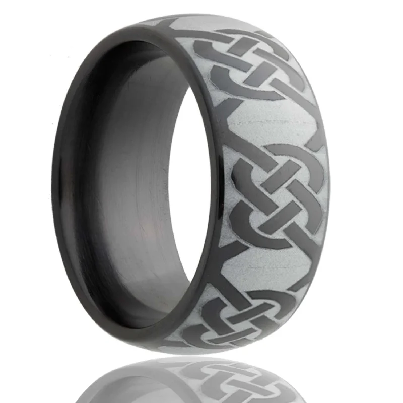 Luxury rings for women-Eternity Celtic Knot Domed Zirconium Wedding Band