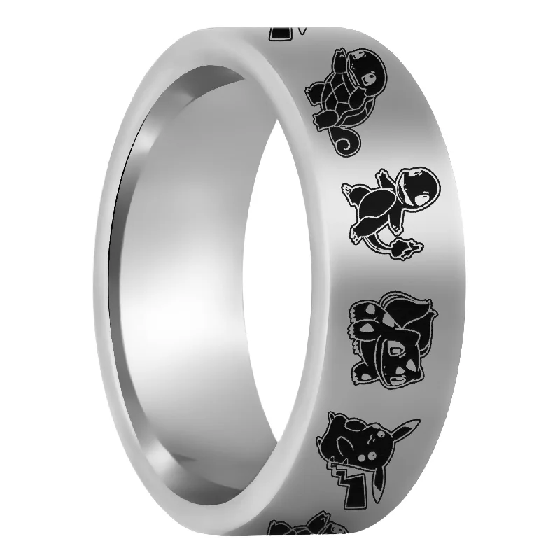 Custom wedding rings for women-Pokemon Tungsten Men's Wedding Band