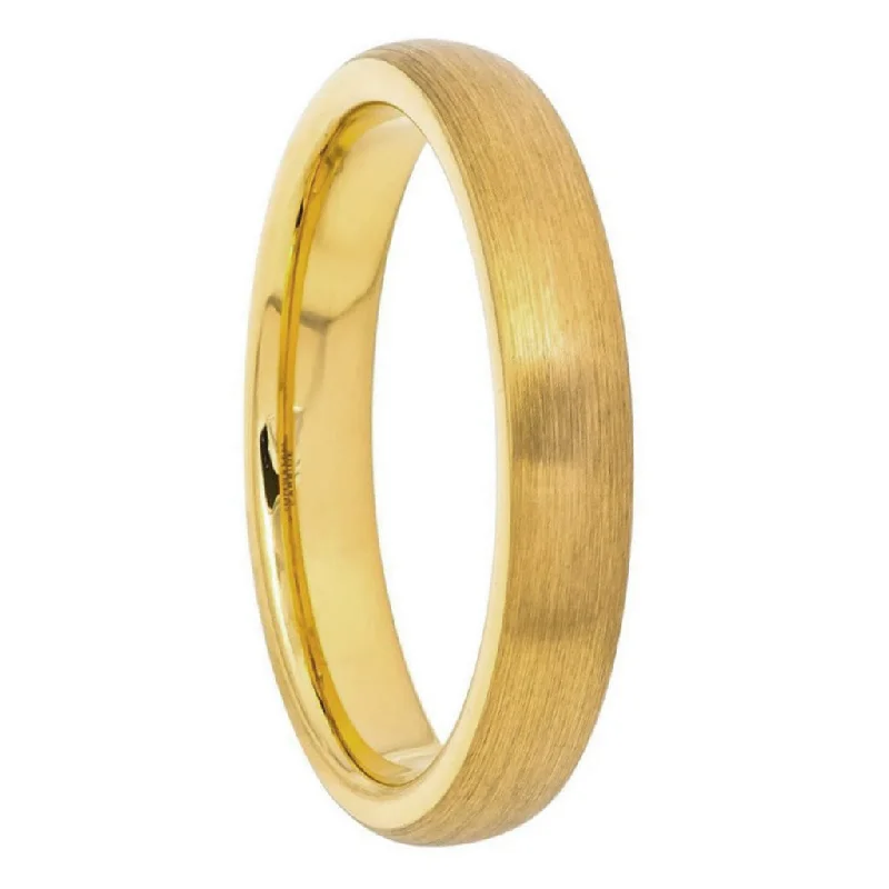 Women’s chunky statement rings-Brushed Gold Tungsten Domed Women's Wedding Band