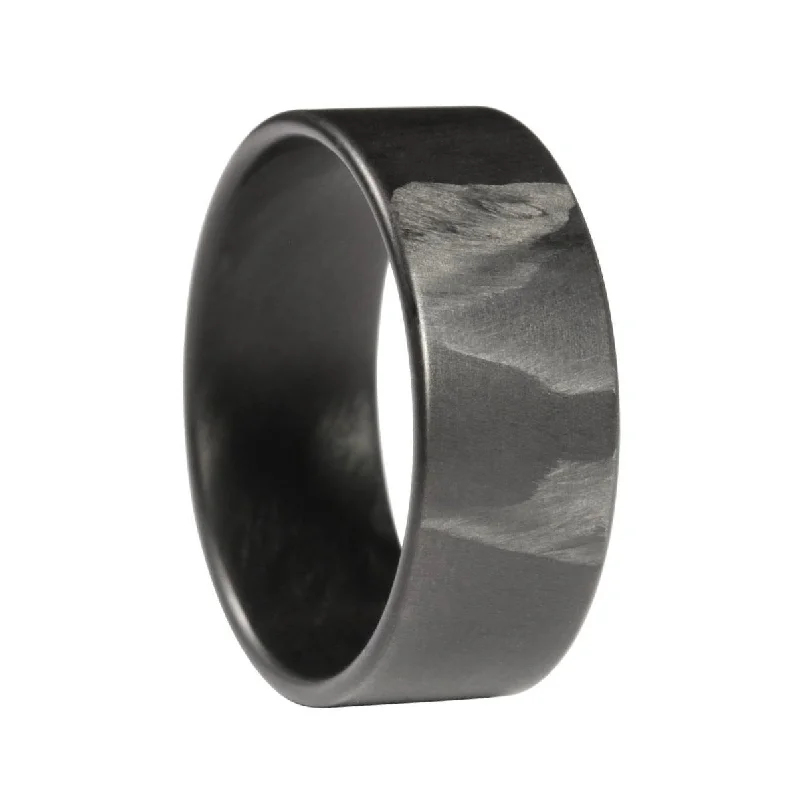 Women’s sapphire engagement rings-Extra Thin Patterned Carbon Fiber Men's Wedding Band