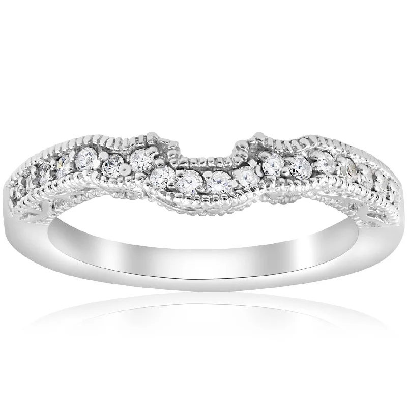 Women’s modern solitaire engagement rings-1/5ct 14k White Gold Vintage Wedding Engagement Ring Enhancer