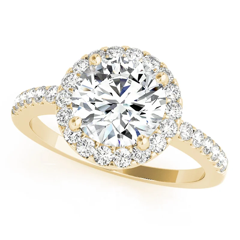 Antique style engagement rings-Auriya 14k Yellow Gold Lab Grown Round Diamond Halo Engagement Ring 0.50 to 5.00 ct. tw. (F-G VS)