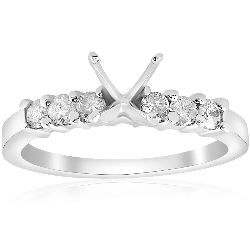 Engagement rings with cathedral settings-1/2ct Diamond Engagement Semi Mounting Ring Setting 14K