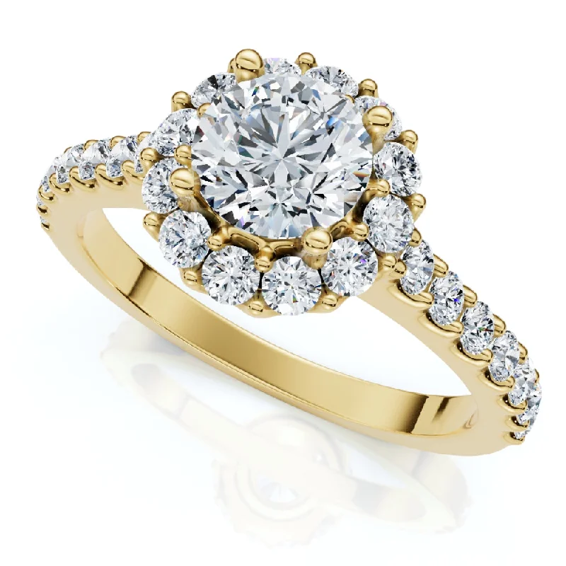 Platinum engagement rings for women-1 1/2Ct Halo Diamond Engagement Ring 14k Gold Lab Grown