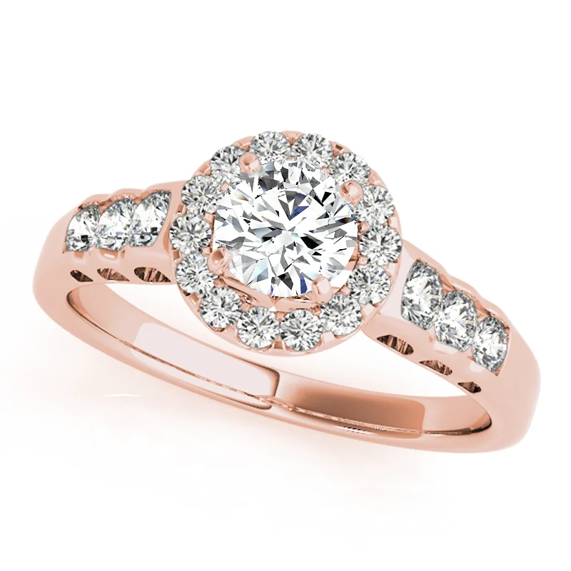 Engagement rings with halo setting-Auriya 14k Rose Gold Lab Grown Round Diamond Halo Engagement Ring 0.50 to 5.00 ct. tw. (F-G VS)