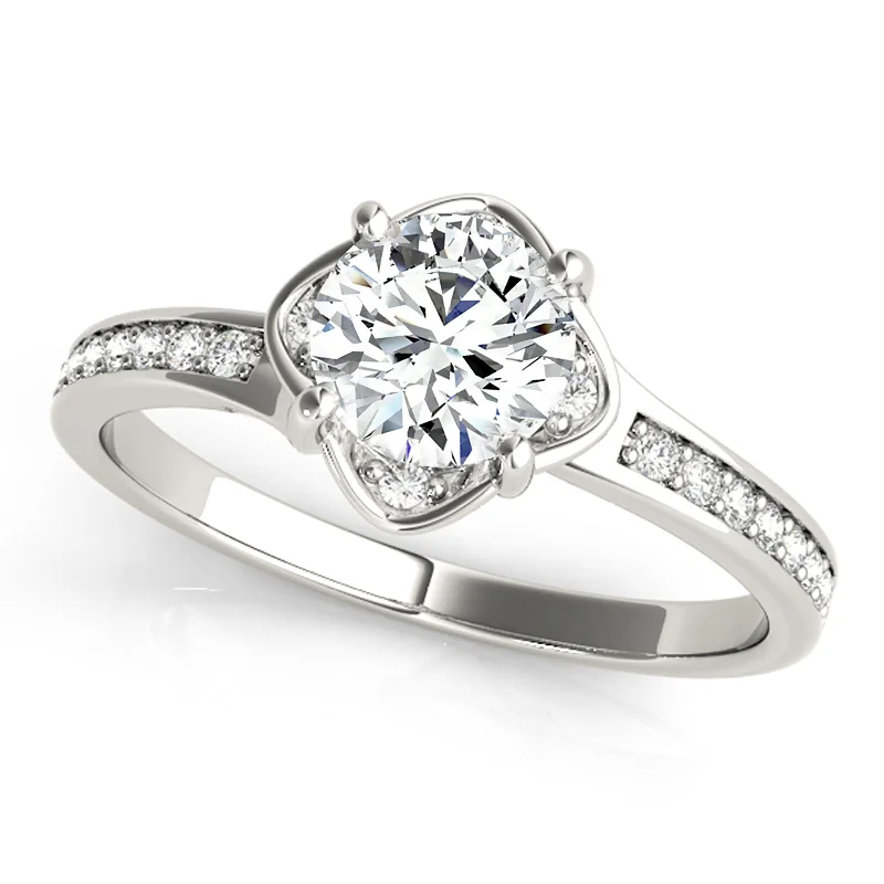 Women’s engagement rings with floral halo-Auriya 14k White Gold Lab Grown Round Diamond Halo Engagement Ring 0.50 to 5.00 ct. tw. (F-G VS)