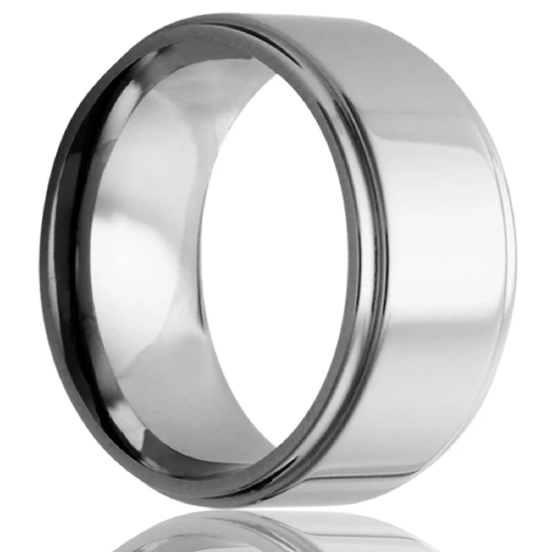 Elegant women’s diamond rings-Polished Tungsten Wedding Band with Stepped Edges