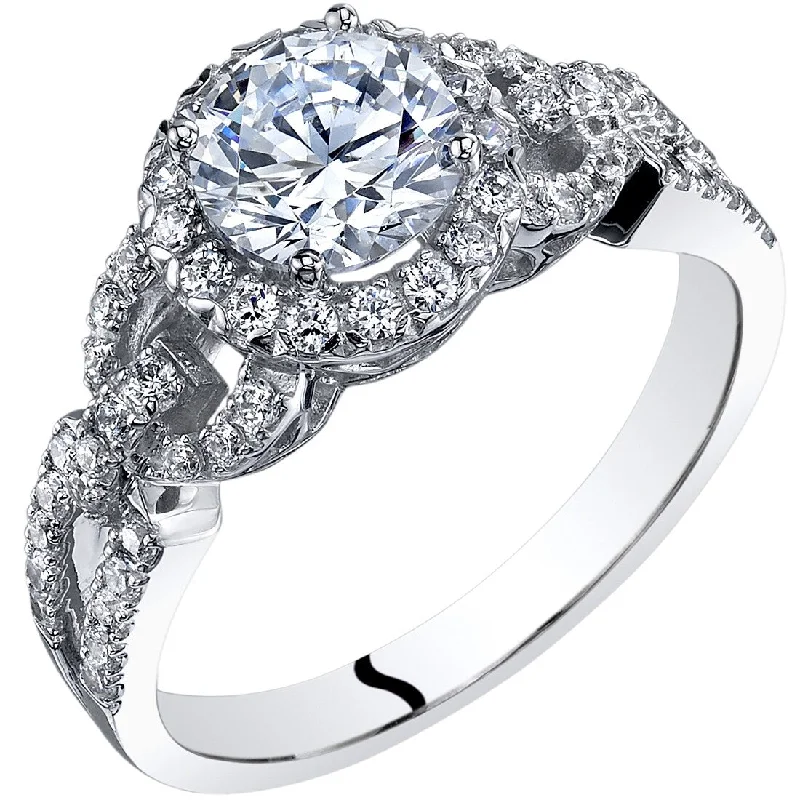 Classic diamond engagement rings-14k White Gold Cubic Zirconia Engagement Ring 1.00 ct