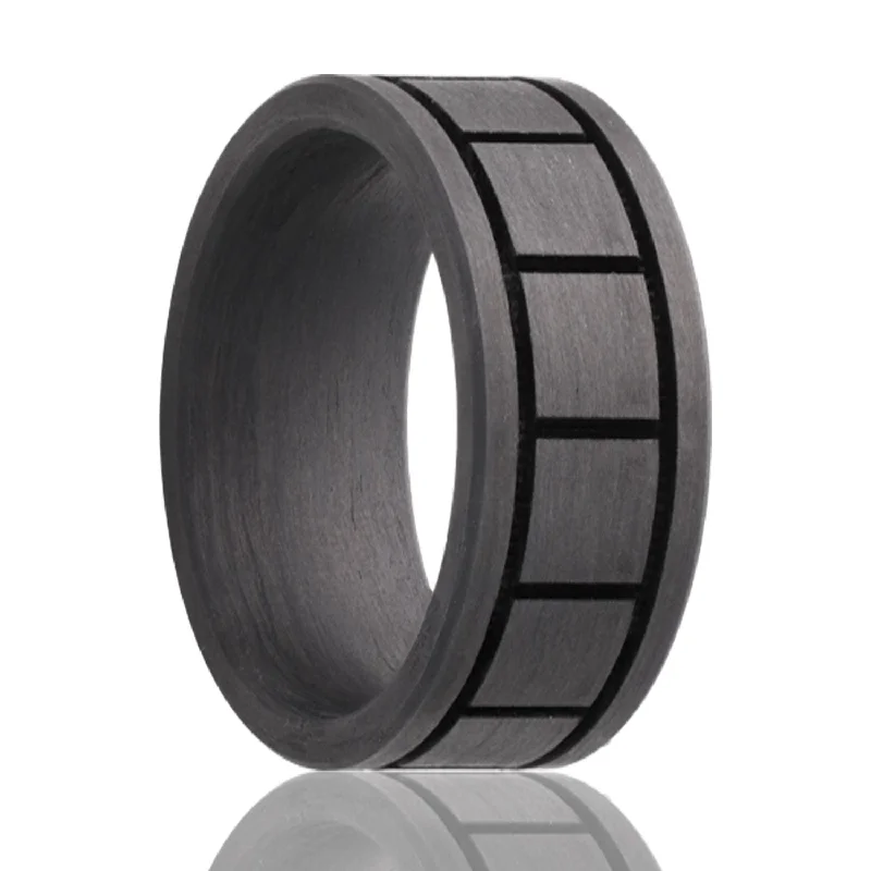 Women’s diamond wedding rings-Square Pattern Carbon Fiber Men's Wedding Band