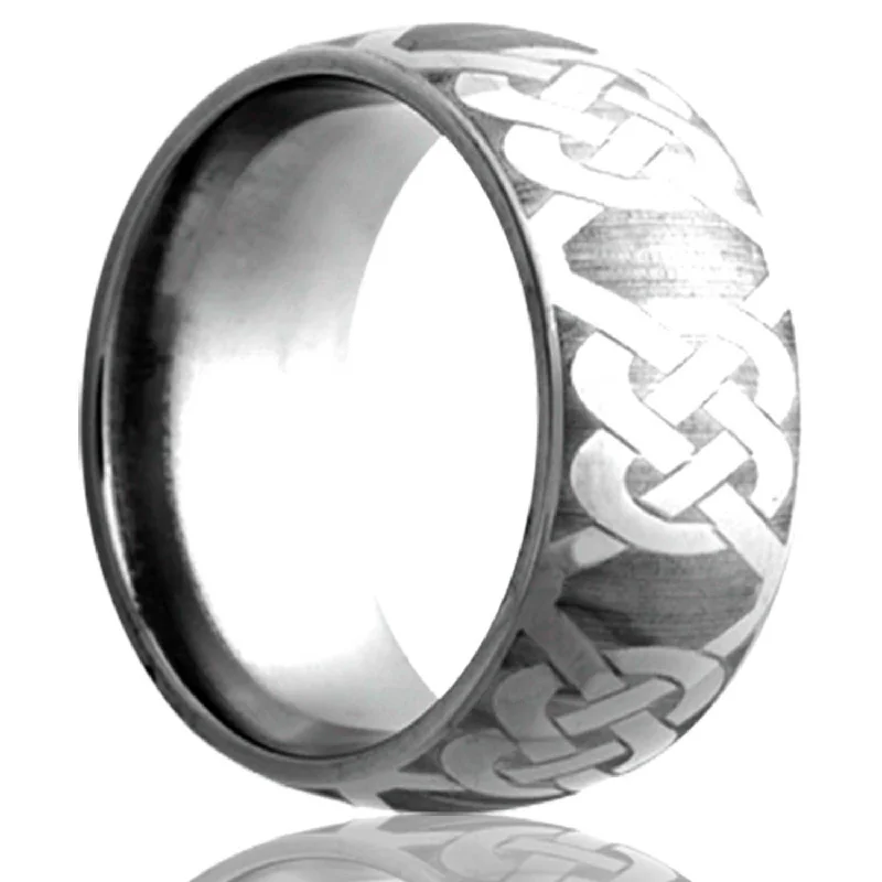 Trendy rings for women-Eternity Celtic Knot Domed Cobalt Wedding Band