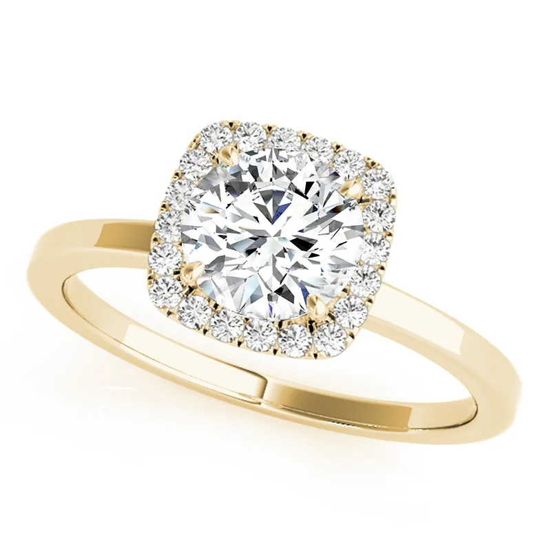 Women’s stackable engagement rings with diamonds-Auriya 14k-Yellow Gold Lab Grown Round Diamond Halo Engagement Ring 0.50 to 5.00 ct. tw. (F-G VS)