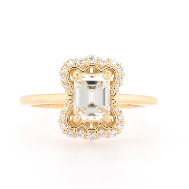 Women’s engagement rings with diamond solitaires-14K Yellow Gold Emerald Cut Diamond Engagement Ring