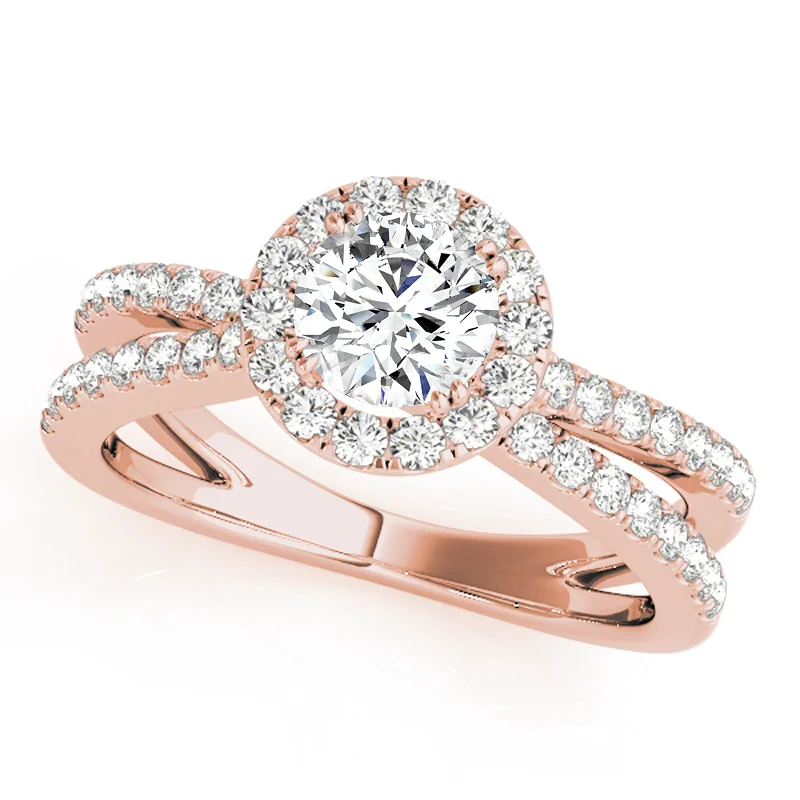 Engagement rings with diamond accents-Auriya 14k Rose Gold Lab Grown Round Diamond Halo Engagement Ring 0.50 to 5.00 ct. tw. (F-G VS)