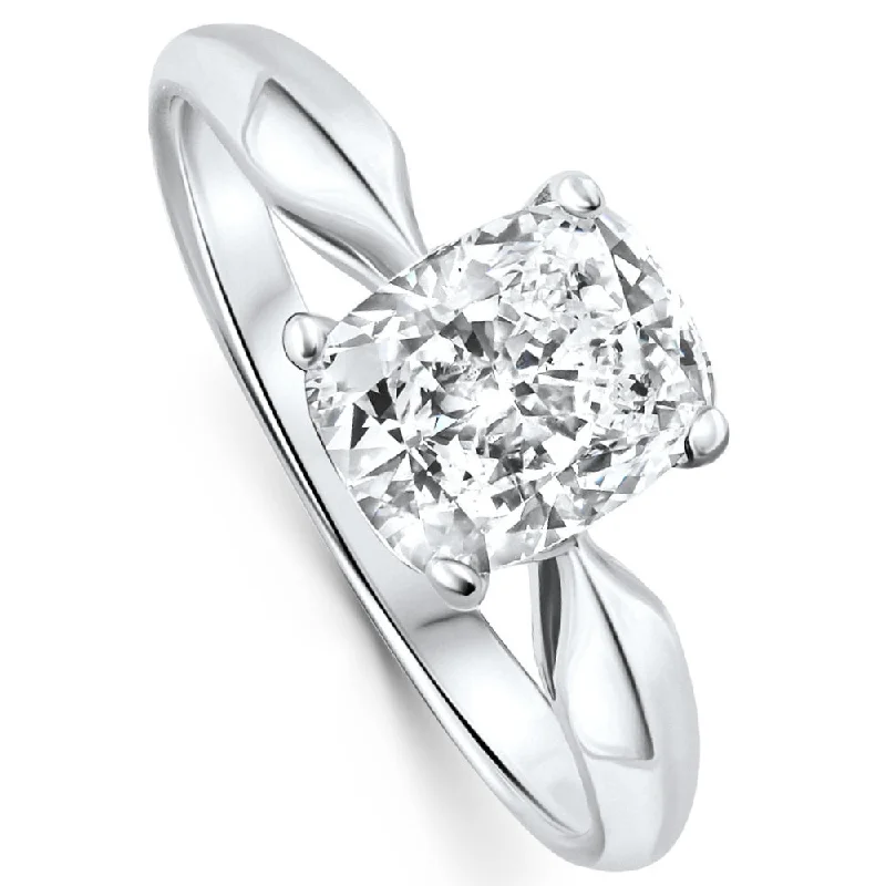 Engagement rings with marquise cut diamonds-Certified 2Ct Cushion Solitaire Diamond Engagement Ring 14k Gold Lab Grown