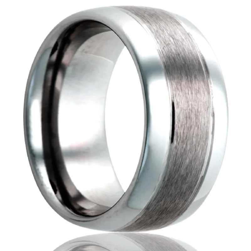 Women’s rings for special occasions-Domed Satin Finish Tungsten Wedding Band with Polished Edges