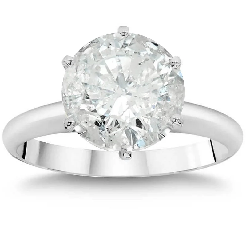 Engagement rings with halo and split shanks-3ct Enhanced Round Diamond Solitaire Engagement Ring 14K White Gold