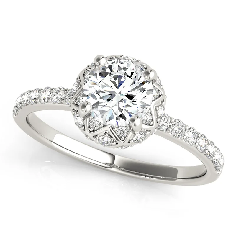 Engagement rings with diamond accents-Auriya 14k White Gold Lab Grown Round Diamond Halo Engagement Ring 0.50 to 5.00 ct. tw. (F-G VS)