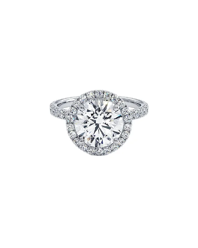 Engagement rings with platinum and sapphire-5 Carat Round Lab Grown Diamond Halo Engagement Ri