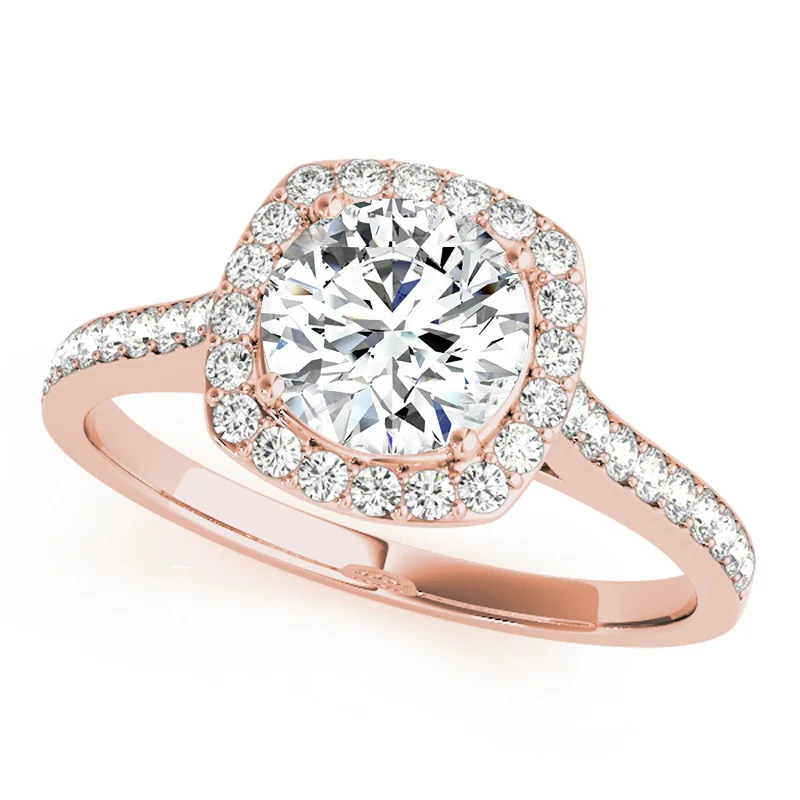 Engagement rings with round-cut diamonds-Auriya 14k-Rose Gold Lab Grown Round Diamond Halo Engagement Ring 0.50 to 5.00 ct. tw. (F-G VS)