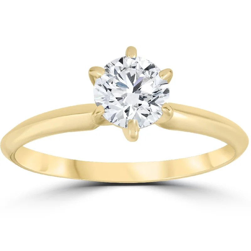 Unique gemstone engagement rings-14k Yellow Gold 3/4ct Round Solitaire Diamond Engagement Ring