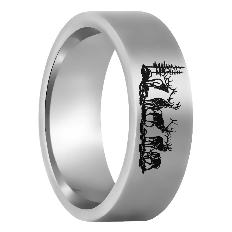 Large gemstone engagement rings-Bull Elk Tungsten Men's Wedding Band